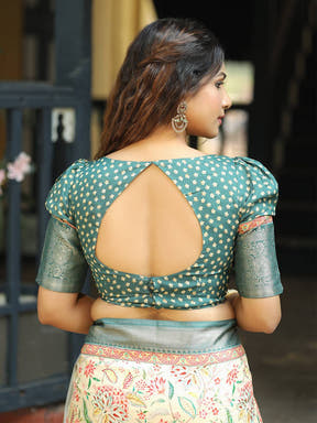 Cream Colour Phulkari Design Zari Weaving Pallu Saree
