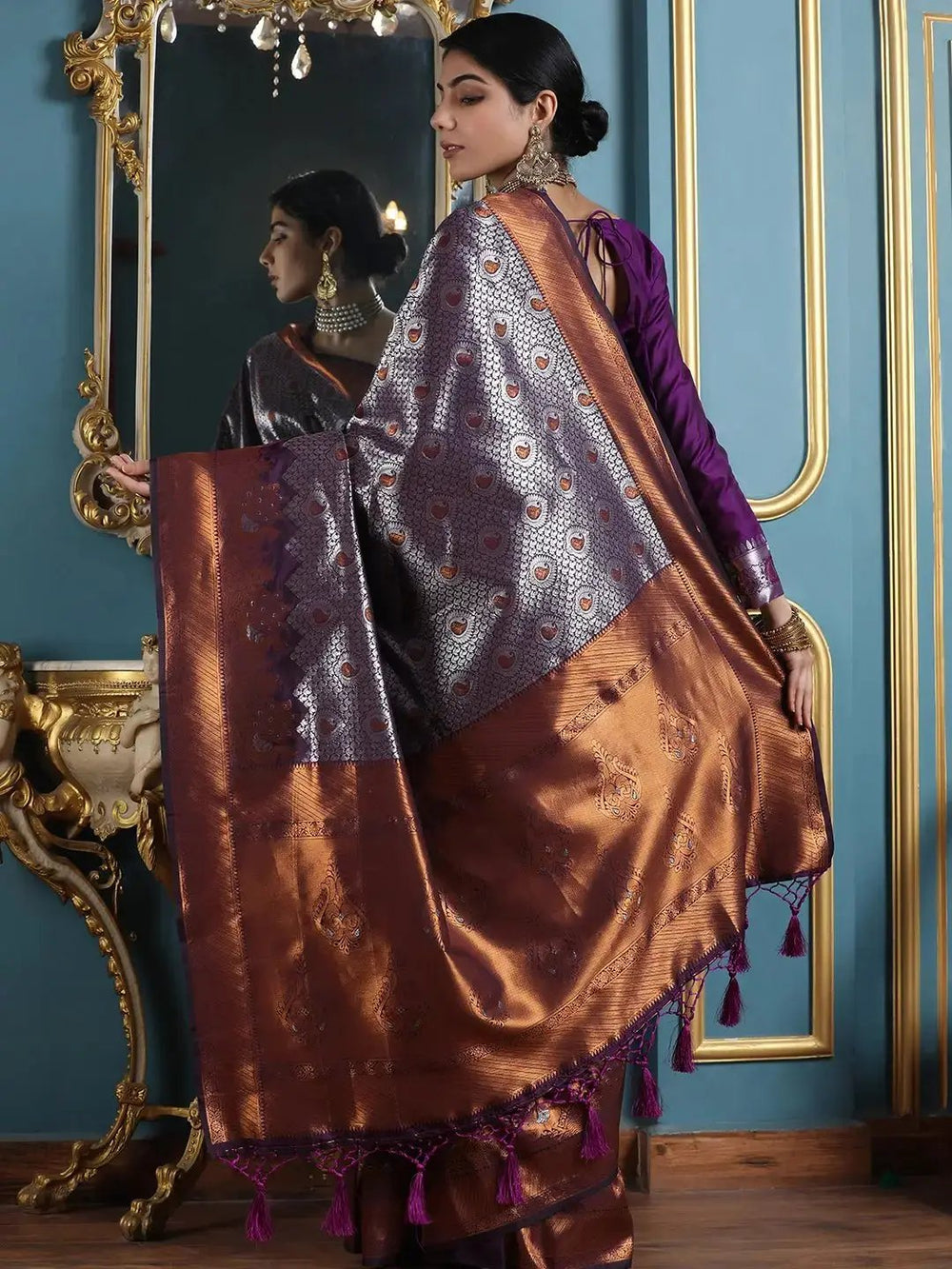 Bollywood Kanjivaram Silk Saree With Zari Work