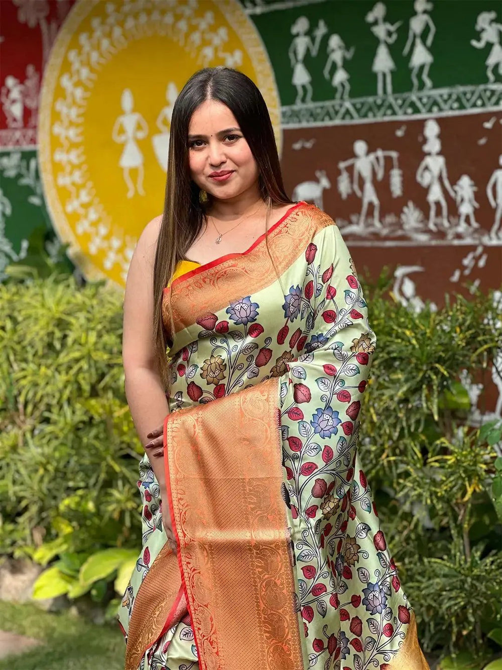 Beautiful Kalamkari digital print saree in soft silk
