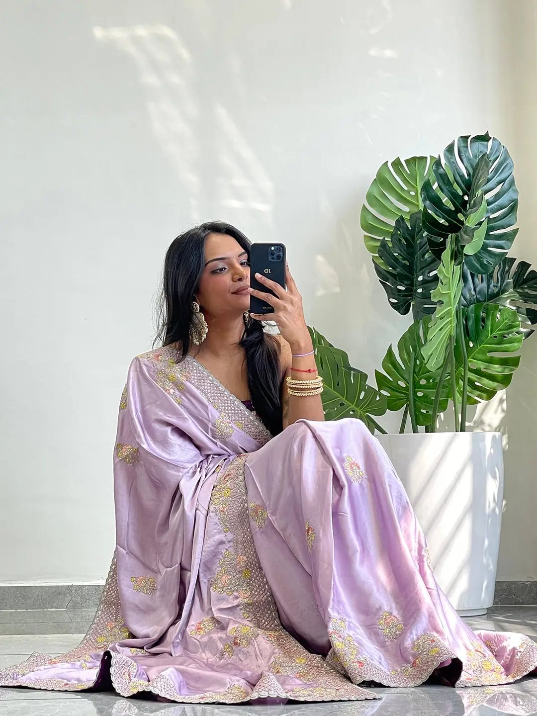 Silk Embroidered Saree With Multi Zari And Thred Work Border
