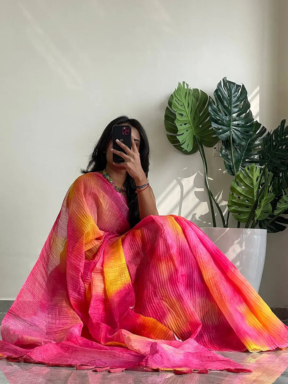 Multy Colour Print Bollywood Design Crash Saree 
