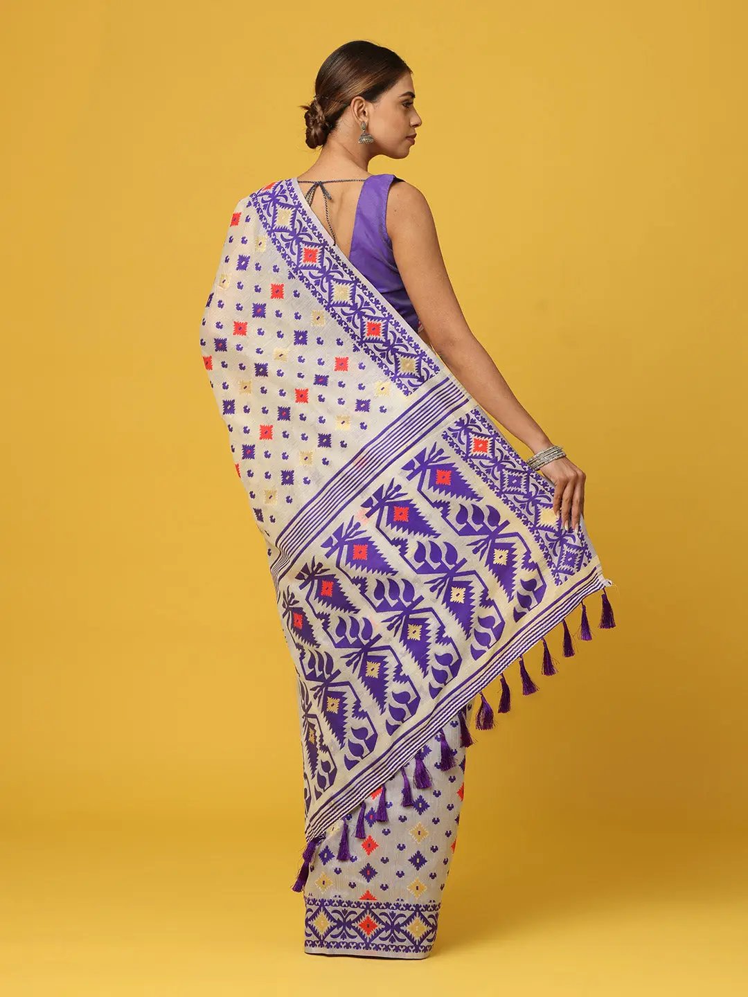  Dhakai Jamdani Cotton Silk Saree