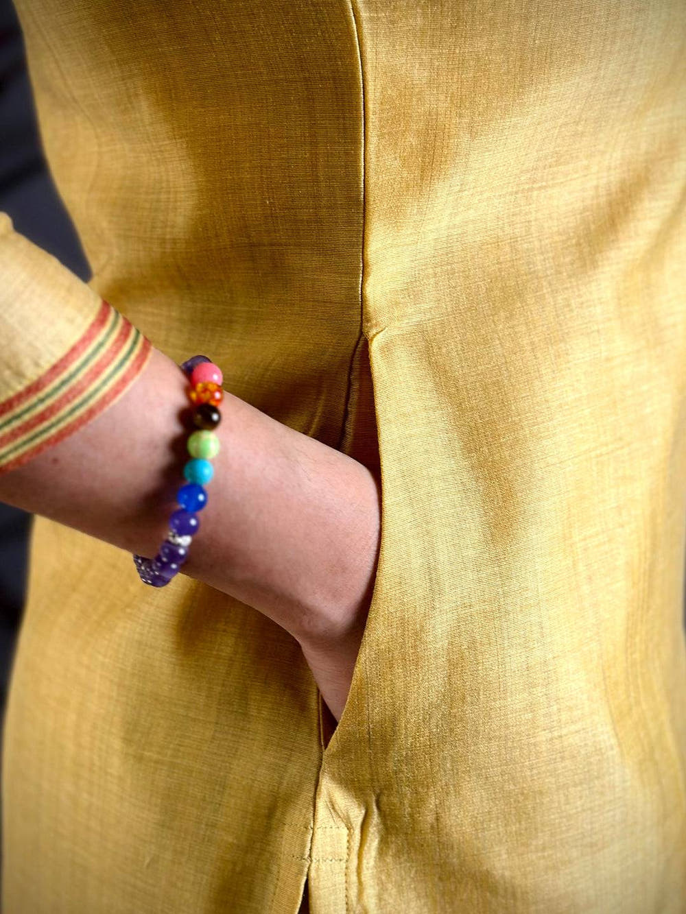 Mustard Floral Weave Dress