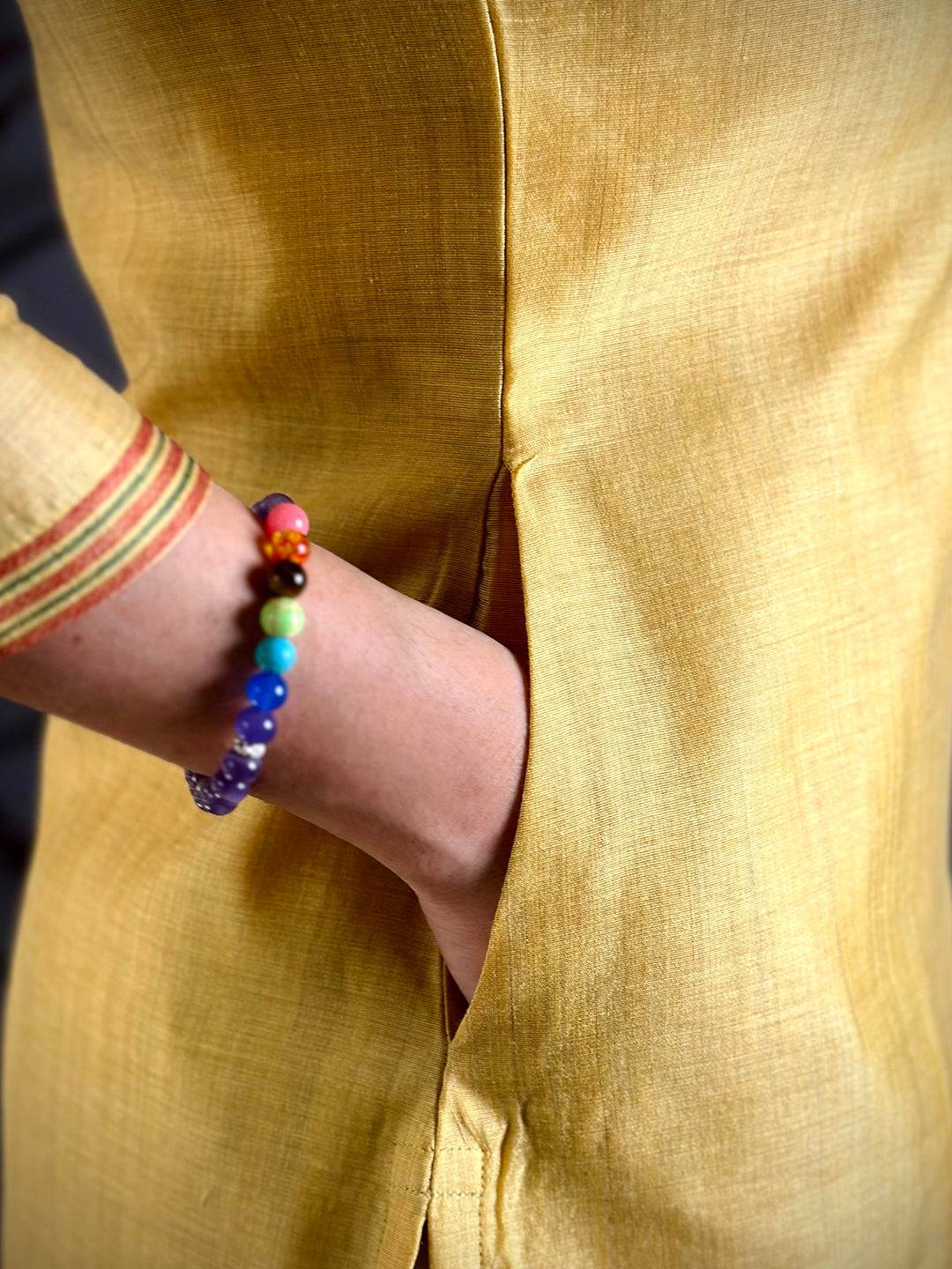 Mustard Floral Weave Dress