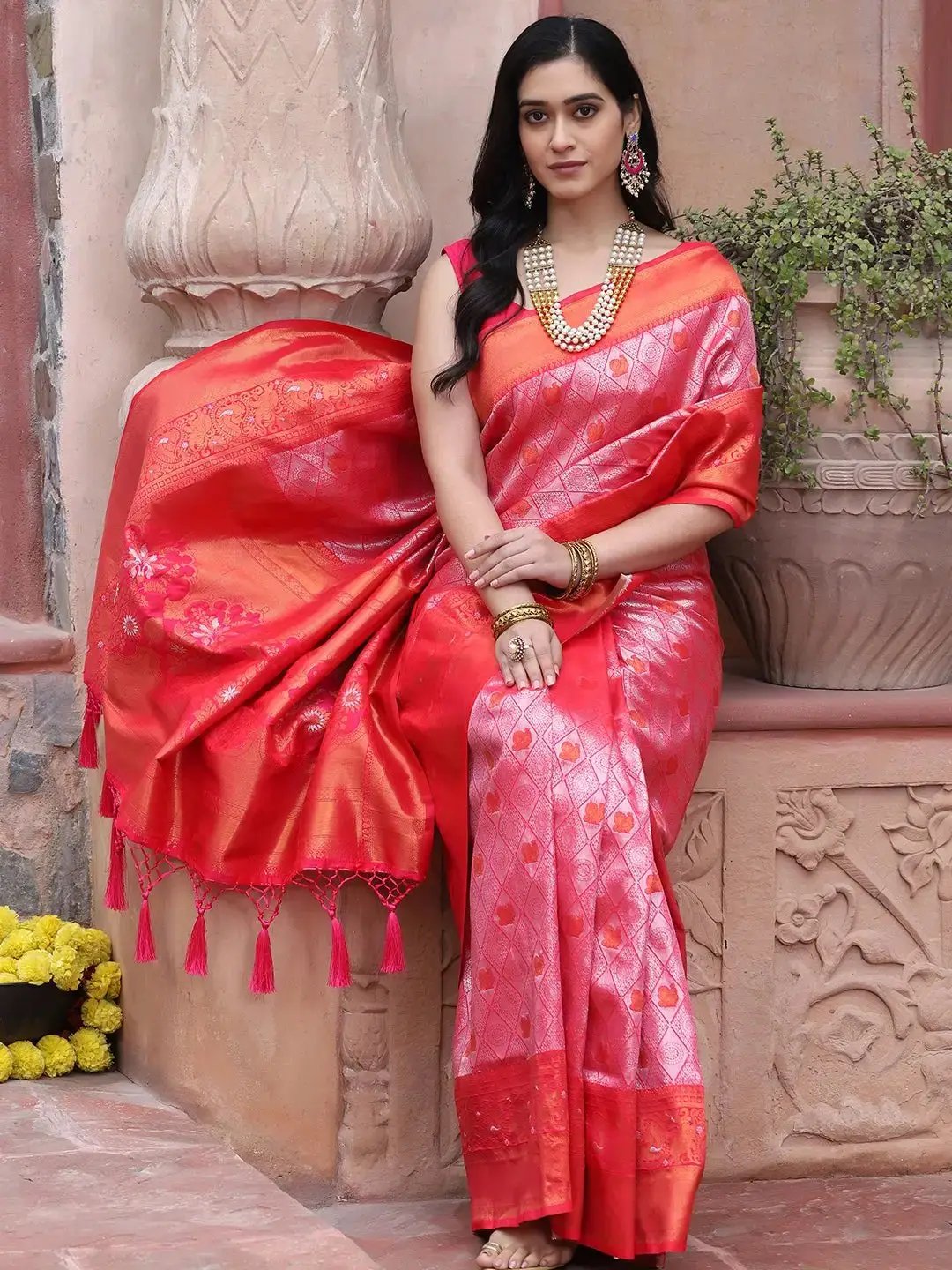 Bollywood Kanjivaram Silk Saree With Zari Work