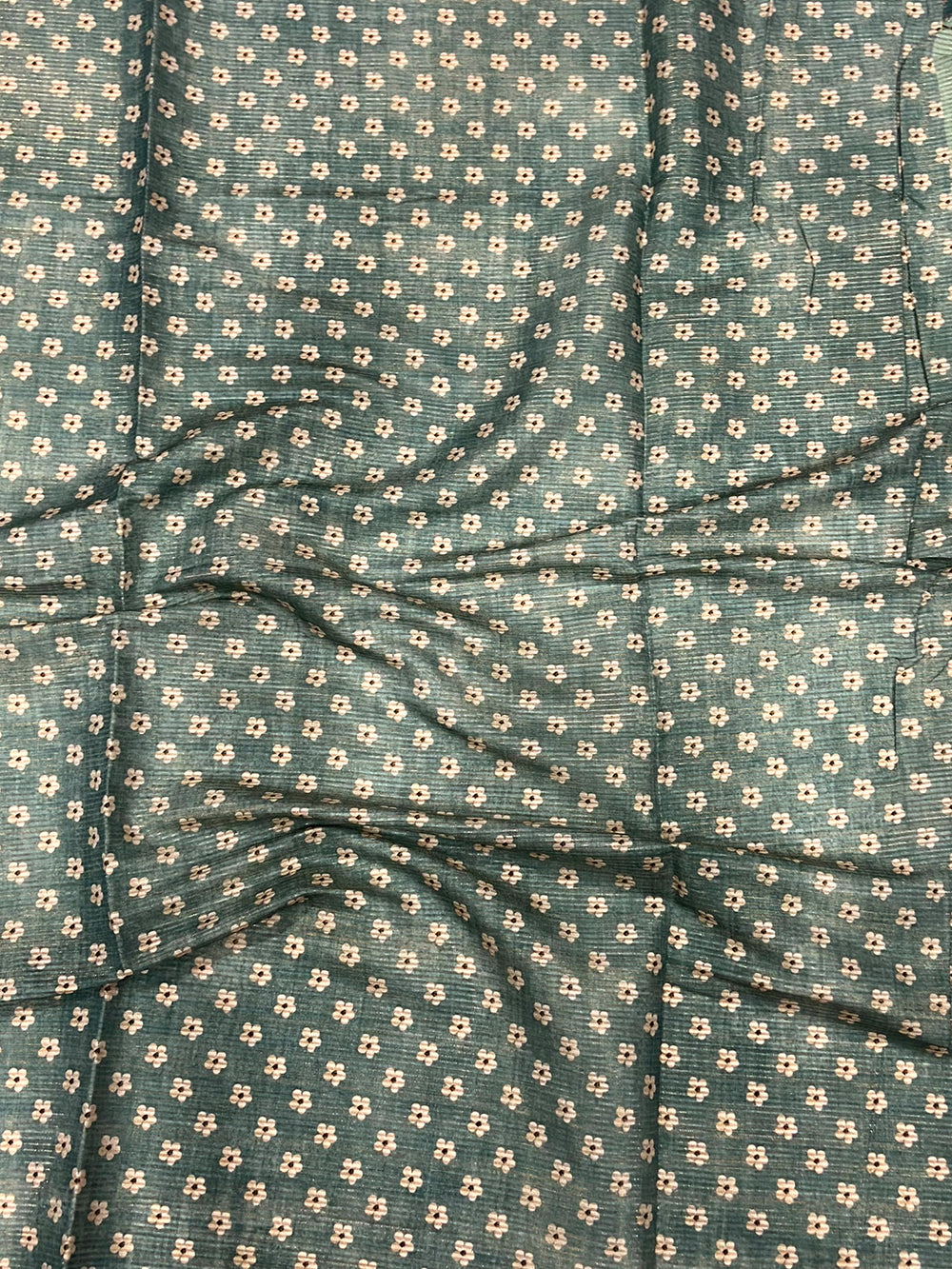 Pastel Green Zari Tussar Floral Print Saree
