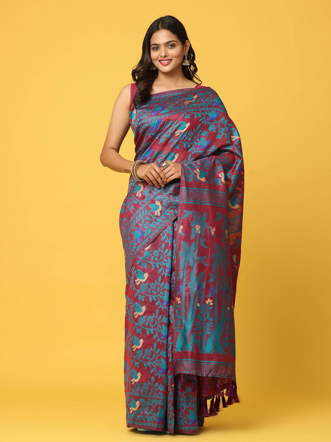  Dhakai Jamdani Cotton Silk Saree