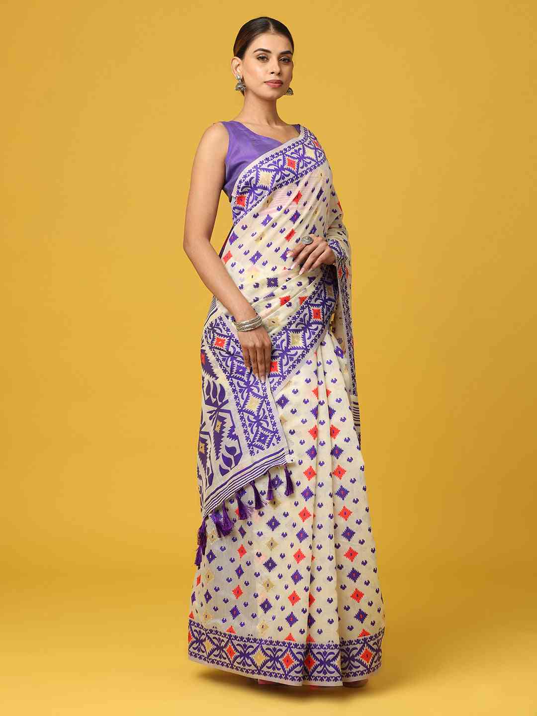  Dhakai Jamdani Cotton Silk Saree