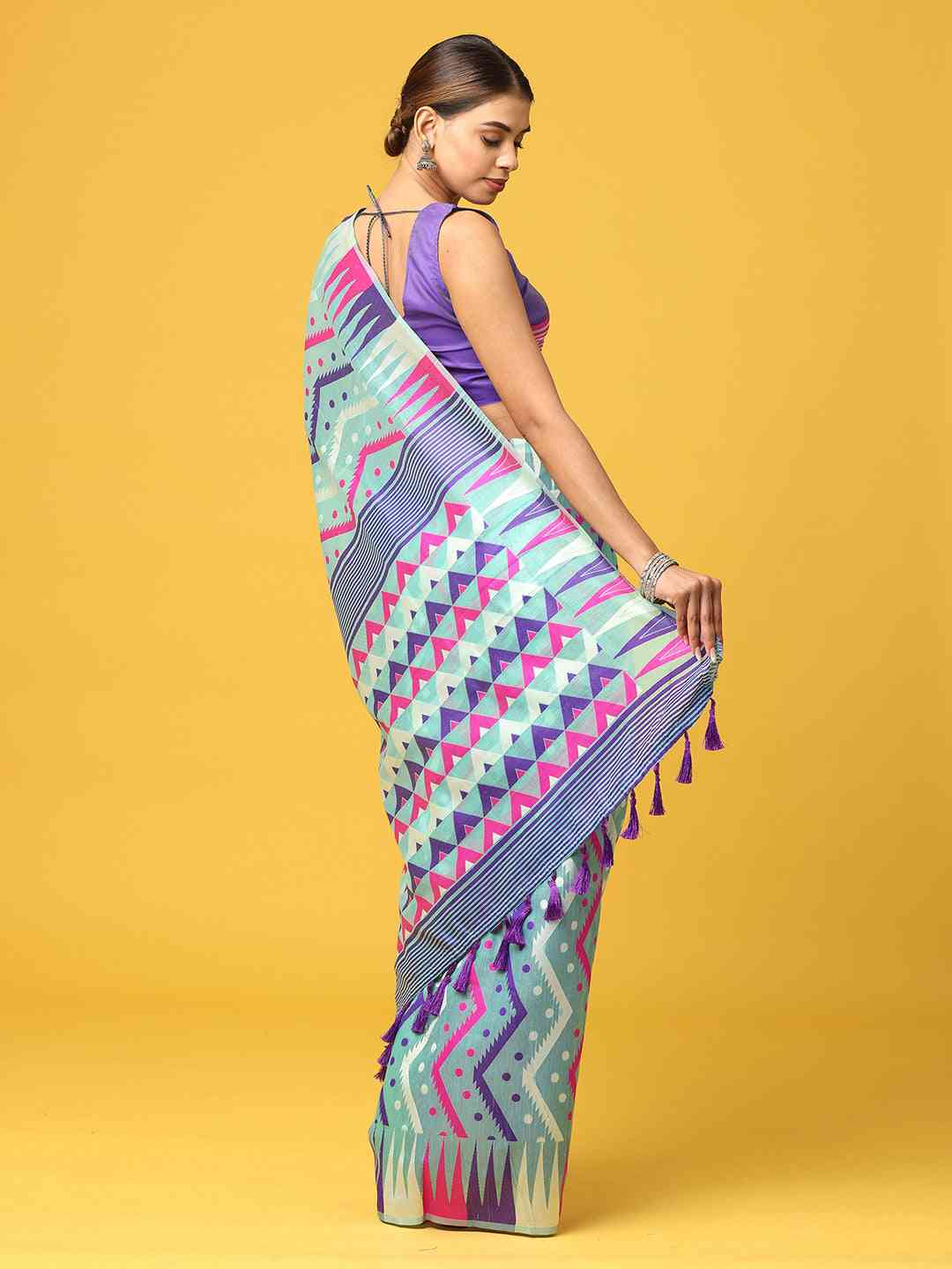 Stylish Dhakai Jamdani Cotton Silk Saree