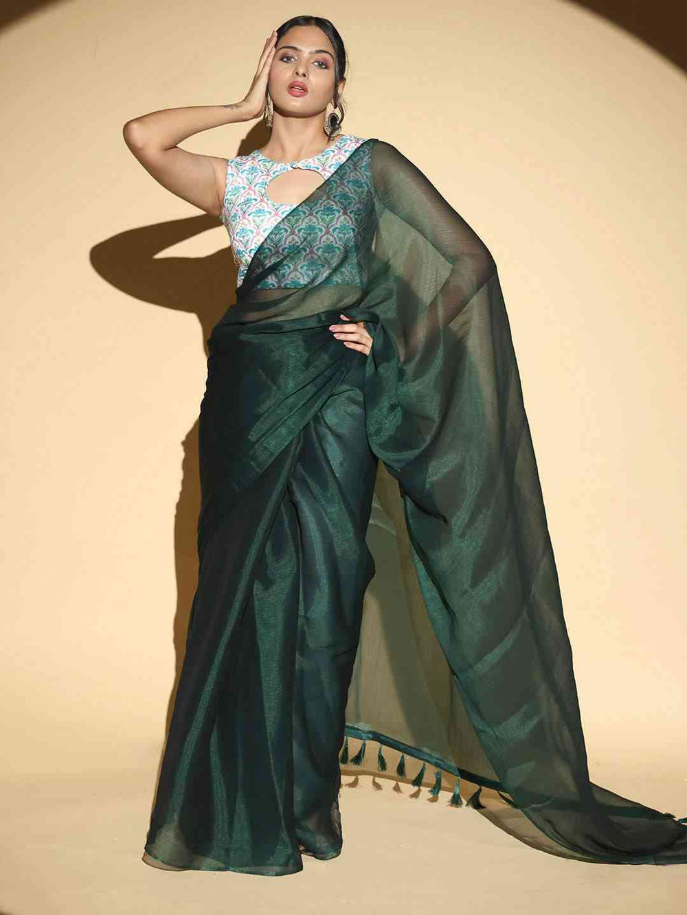 Chiffon Dual Tone Party Wear Designer Saree Vastranand 