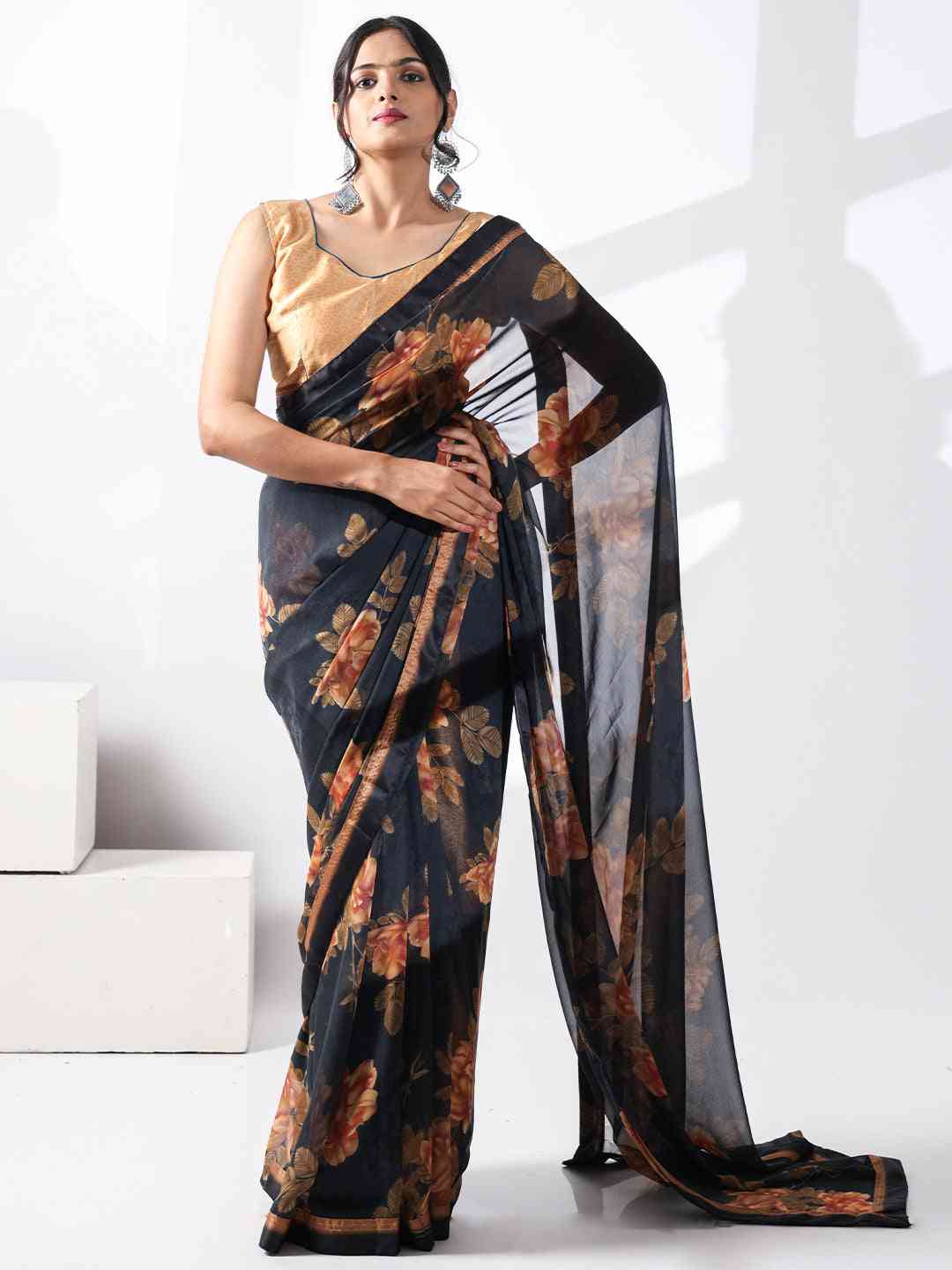  Soft Georgette Multi Colored Saree
