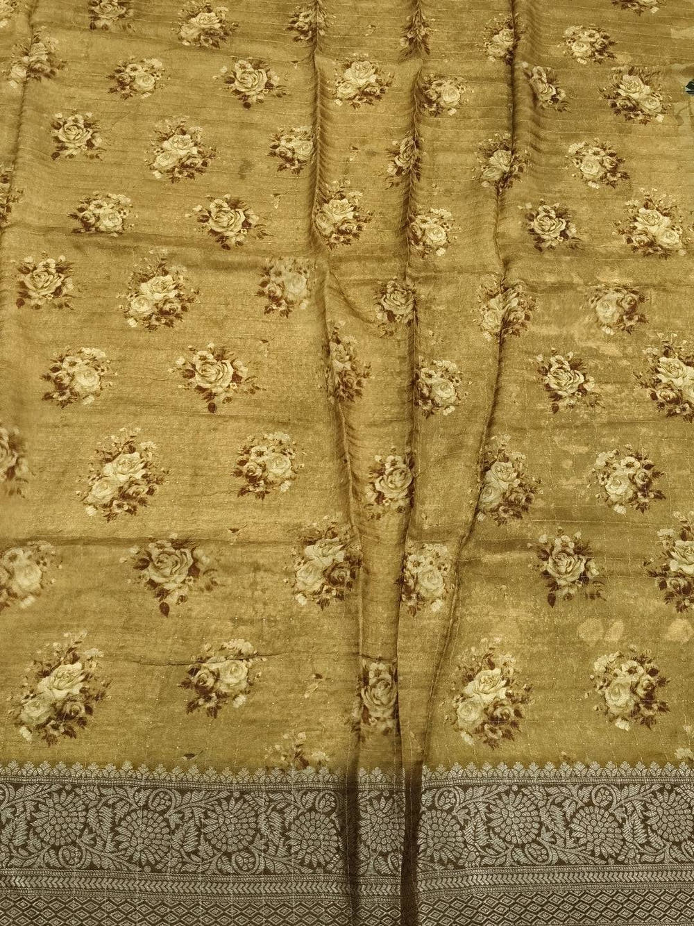 Mustard Pure Viscose Floral Printed Saree