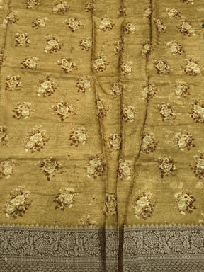 Mustard Pure Viscose Floral Printed Saree