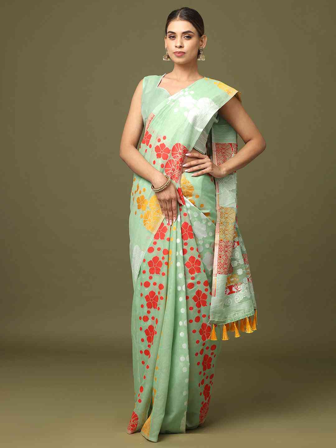  Dhakai Jamdani Cotton Silk Saree