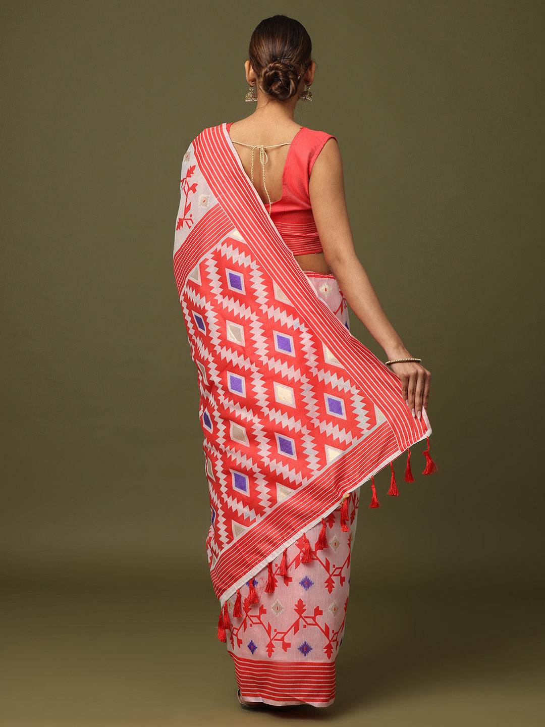 Dhakai Jamdani Cotton Silk Saree
