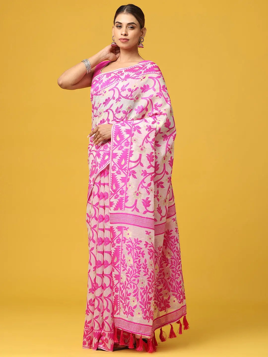  Dhakai Jamdani Cotton Silk Saree