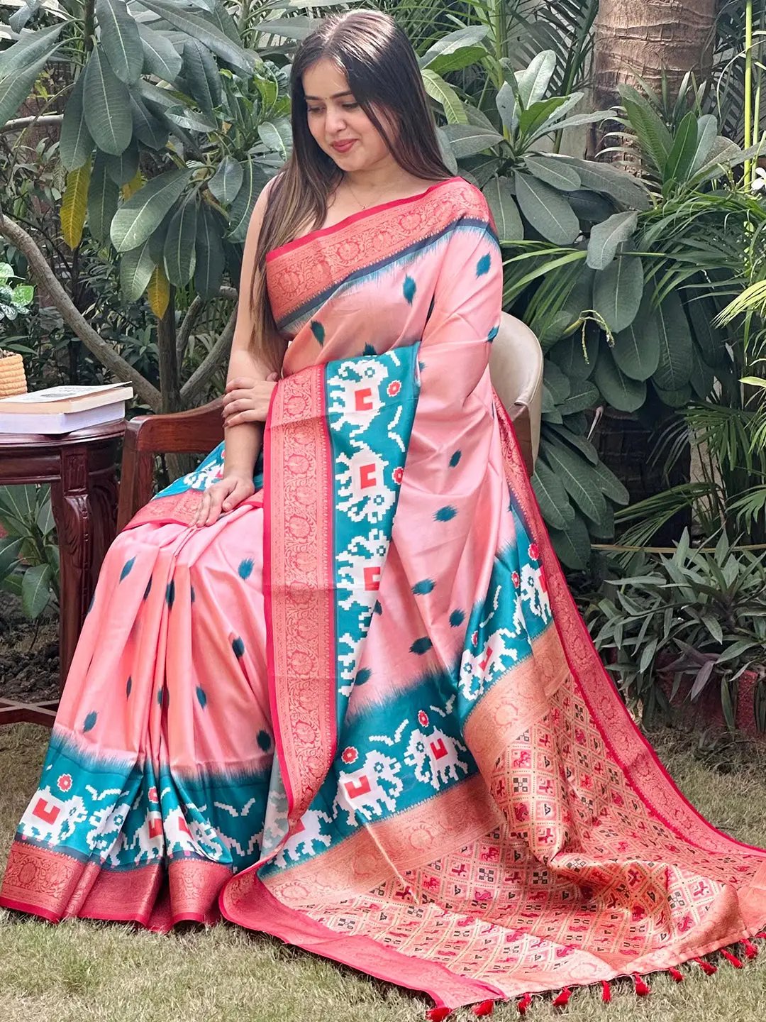 Soft silk Banarasi saree adorned with Zari Patola pallu