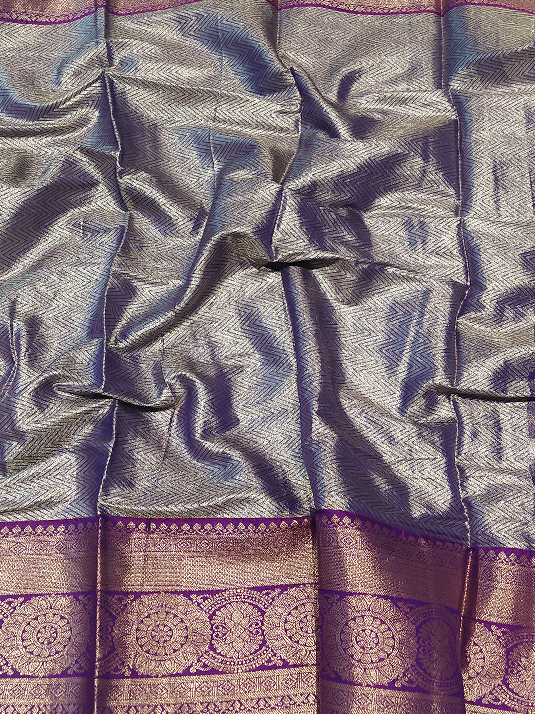 Purple Colour Premium One Gram Gold Tissue Silk Saree