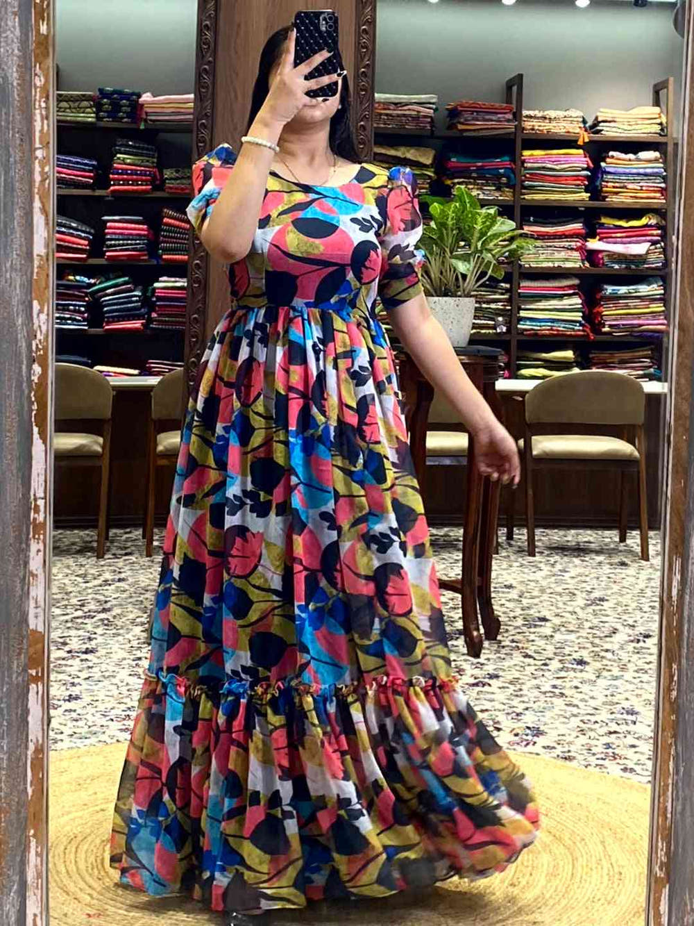 Black Floral Print Dress