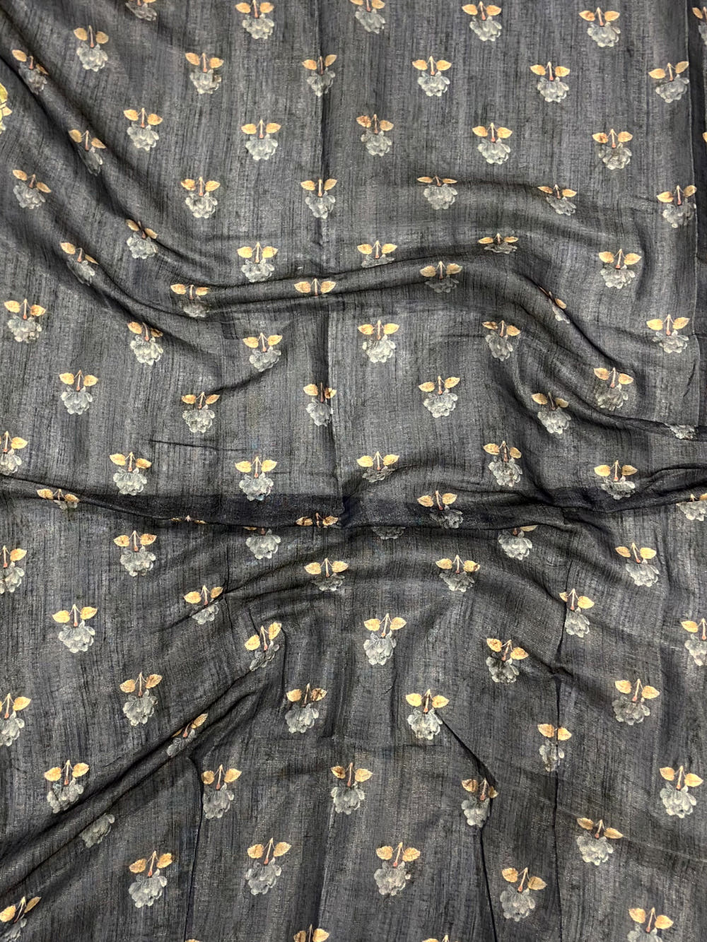 Black Tissue Chanderi Kalamkari Saree
