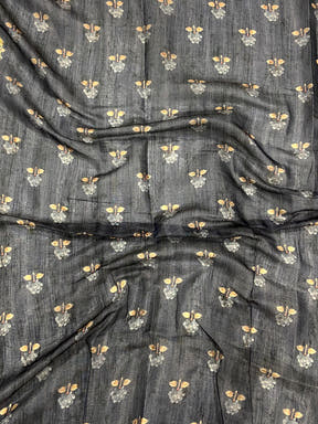 Black Tissue Chanderi Kalamkari Saree