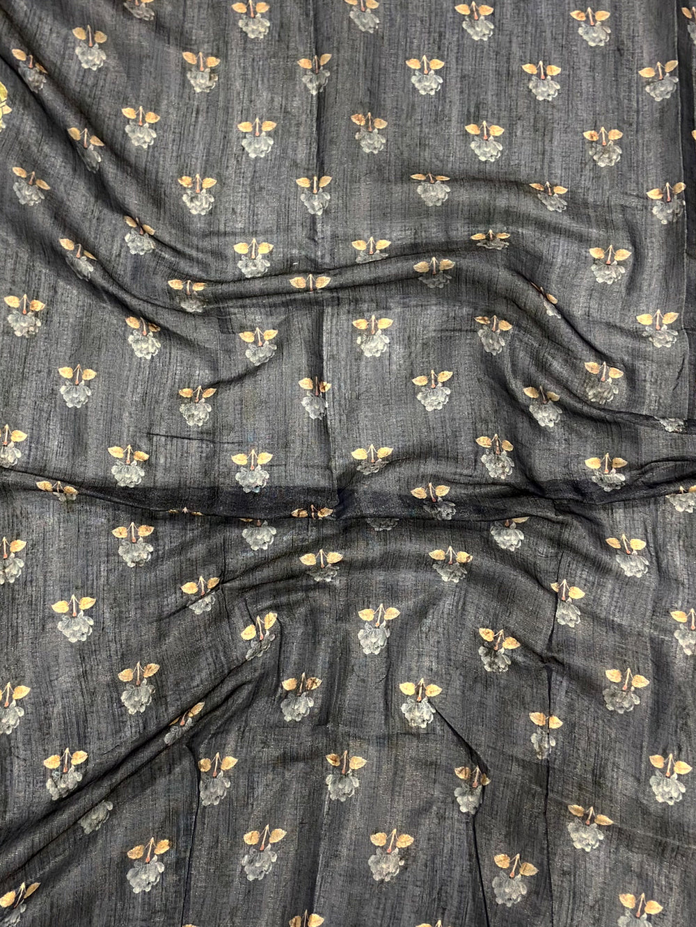 Black Tissue Chanderi Kalamkari Saree
