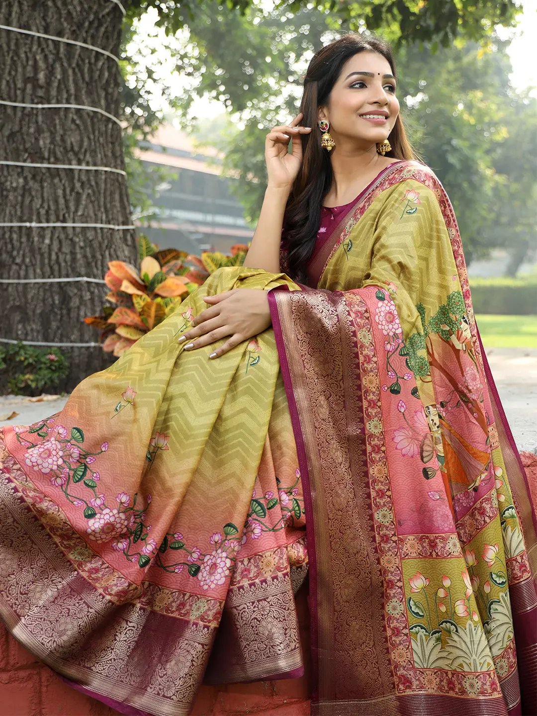 Buy Light Green Colour Viscose Dola Silk Saree Vastranand