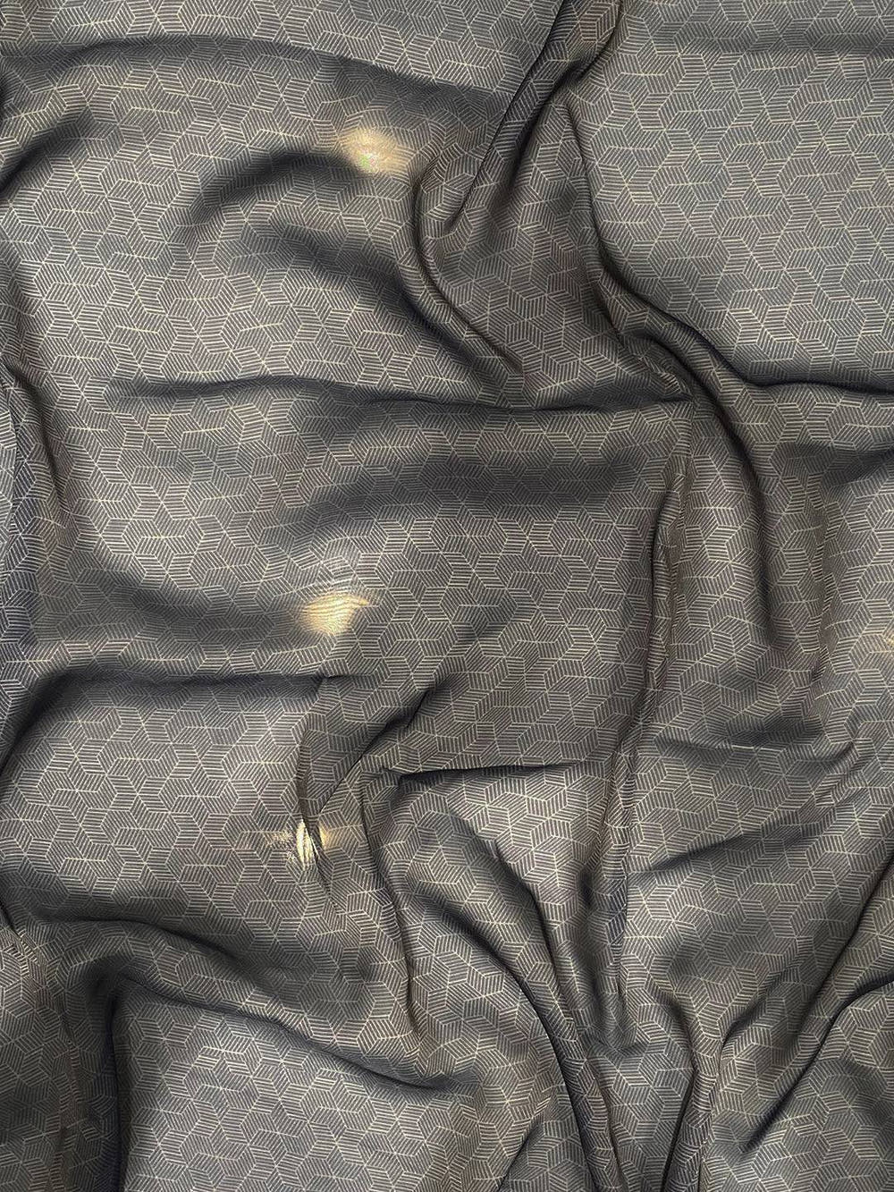 Textured fabric detail of Navy Batik Print Saree