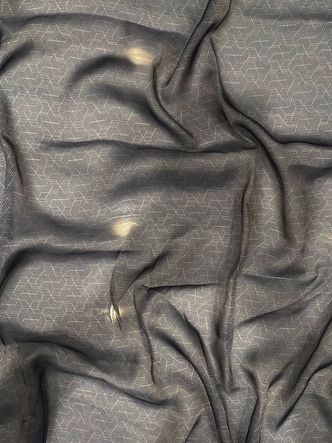Textured fabric detail of Navy Batik Print Saree