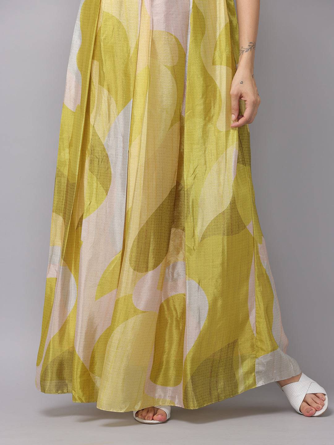 Detail of Spring Green Abstract Print Dress fabric