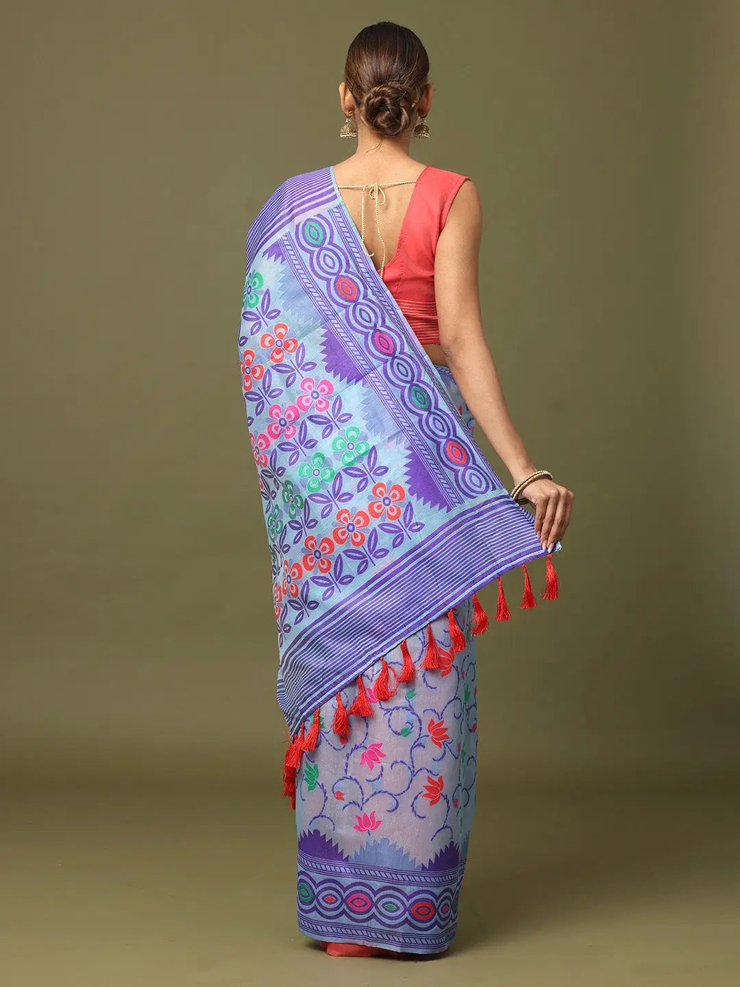 Dhakai Jamdani Light Weight Cotton Silk Saree