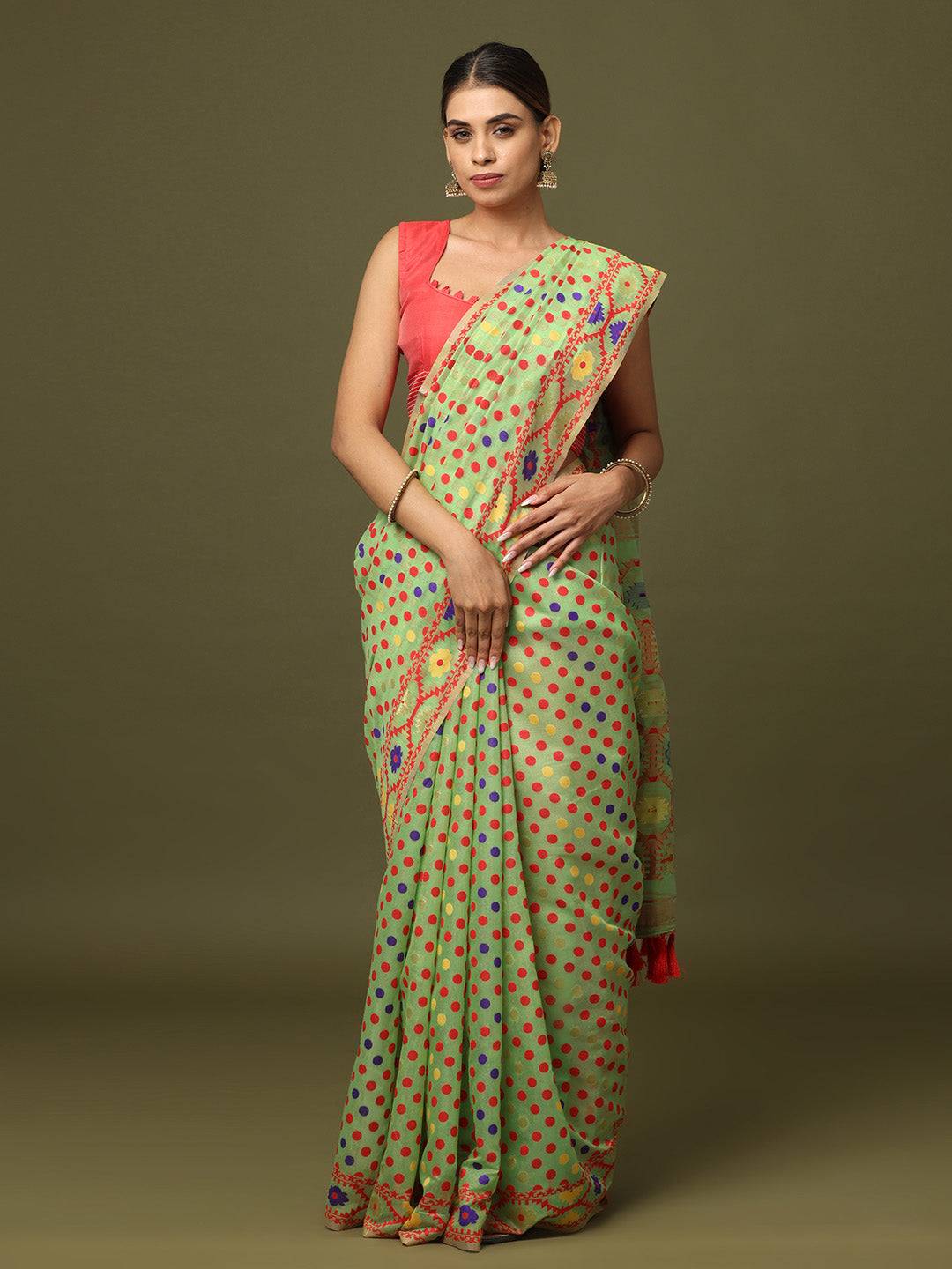  Dhakai Jamdani Cotton Silk Saree