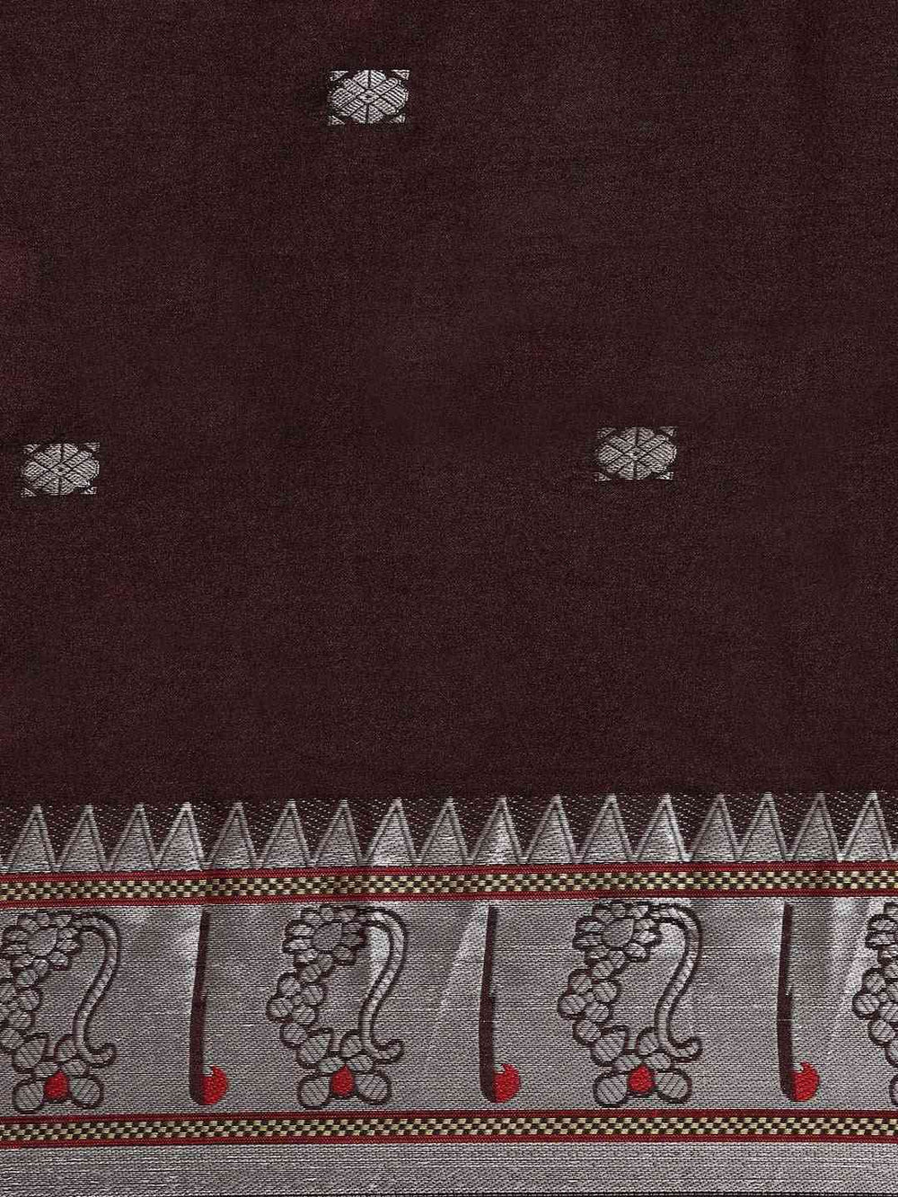 Brown Colour Zari Silk Cotton Paithani Saree