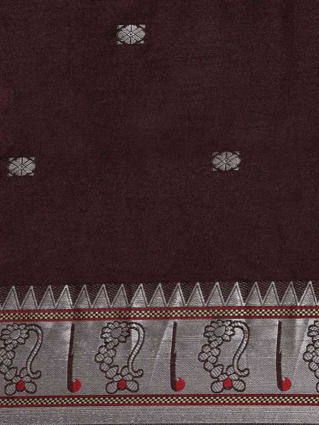 Brown Colour Zari Silk Cotton Paithani Saree