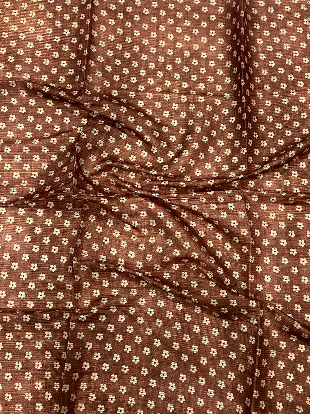 Pastel Pink Zari Tussar Floral Print Saree