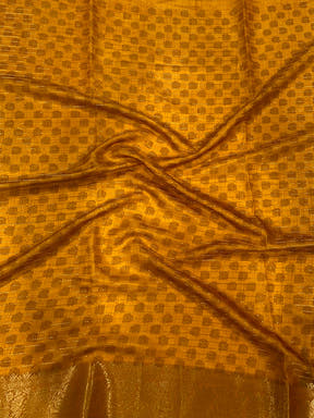 Mustard Dola Silk Bird Print Saree