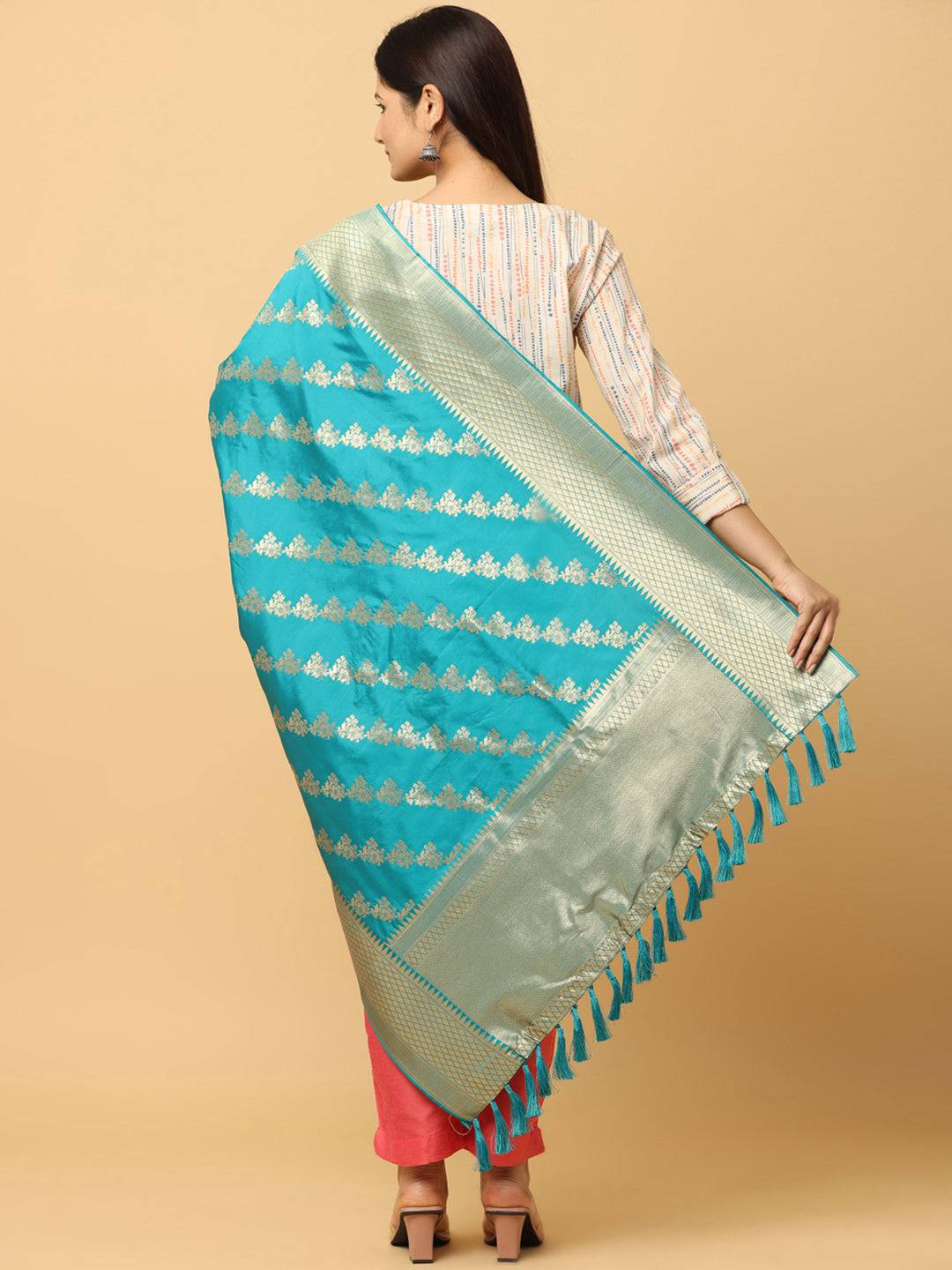 Elegant Rama Colour Dupatta with Woven Design