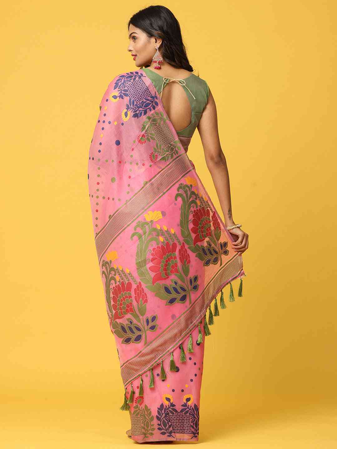 Dhakai Jamdani Light Weight Cotton Silk Saree