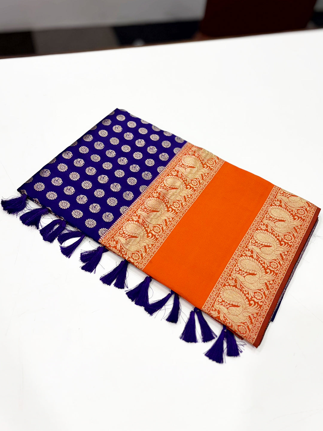 Royal Blue Banarasi Silver Buttas Zari Weaving Saree