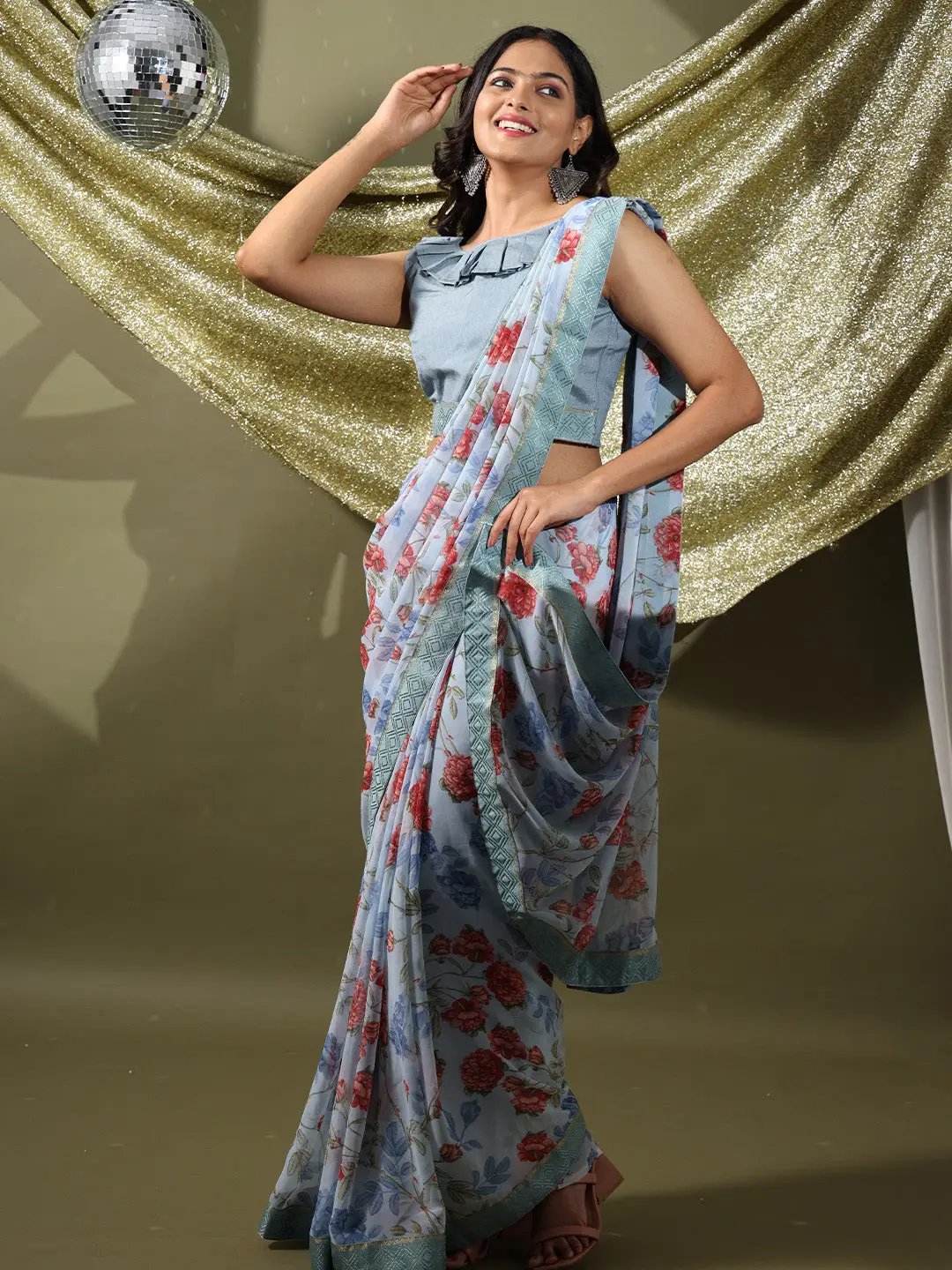  Soft Georgette Multi Colored Saree