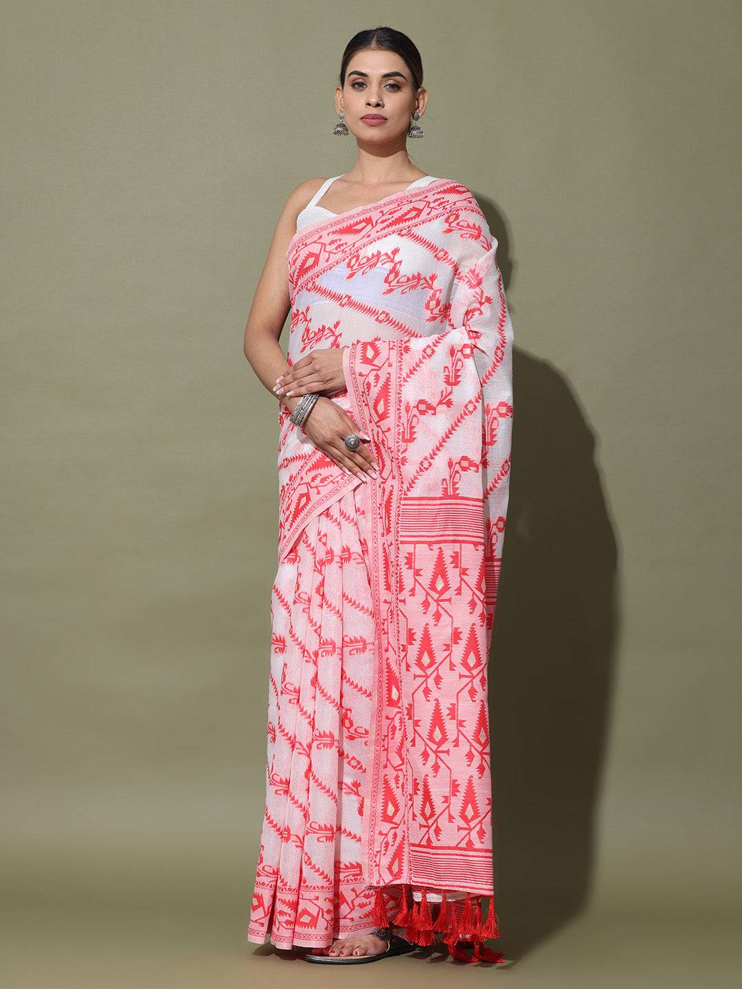  Dhakai Jamdani Cotton Silk Saree