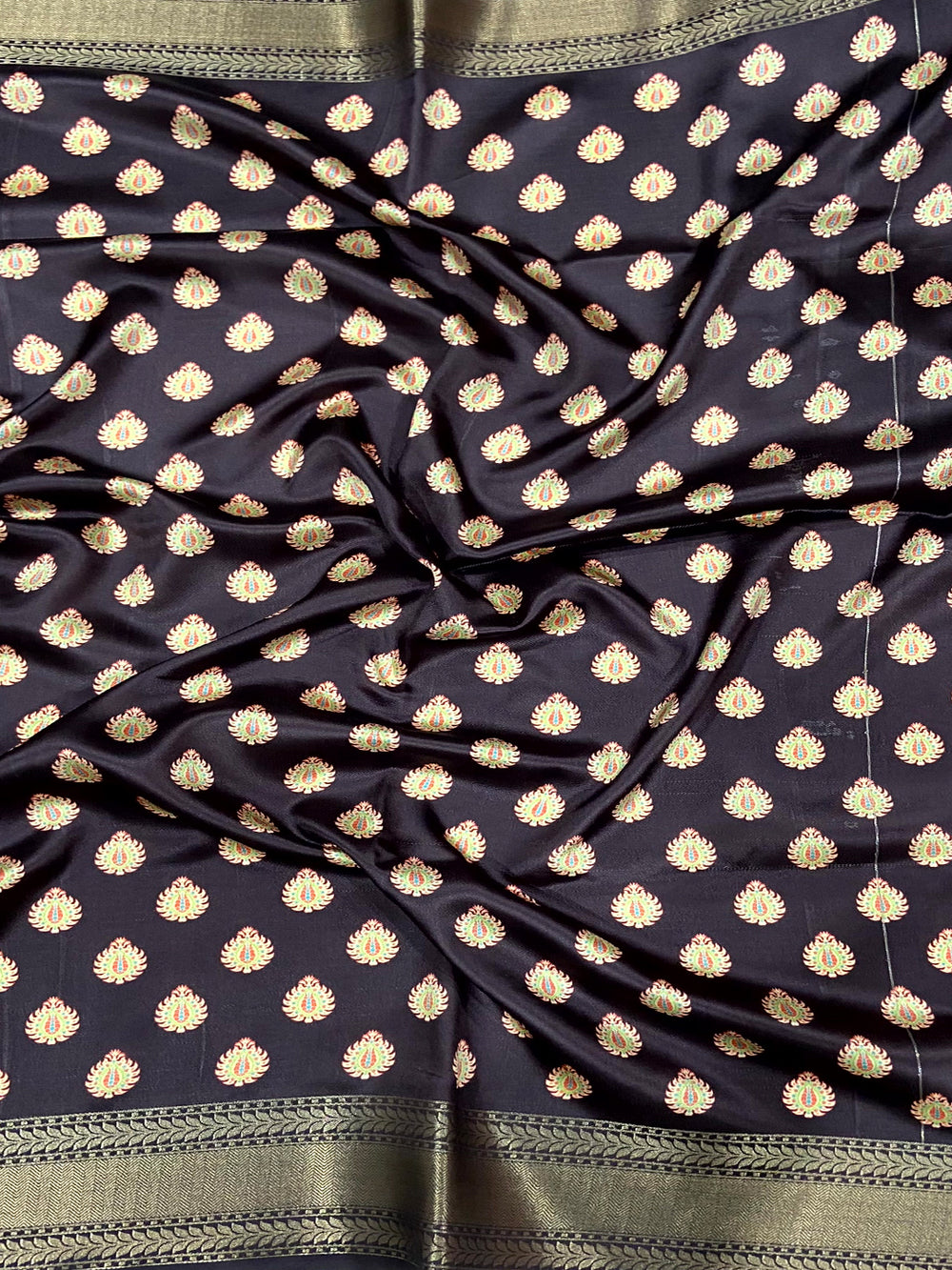 Wine Mughal Kalamkari Print Pashmina Saree