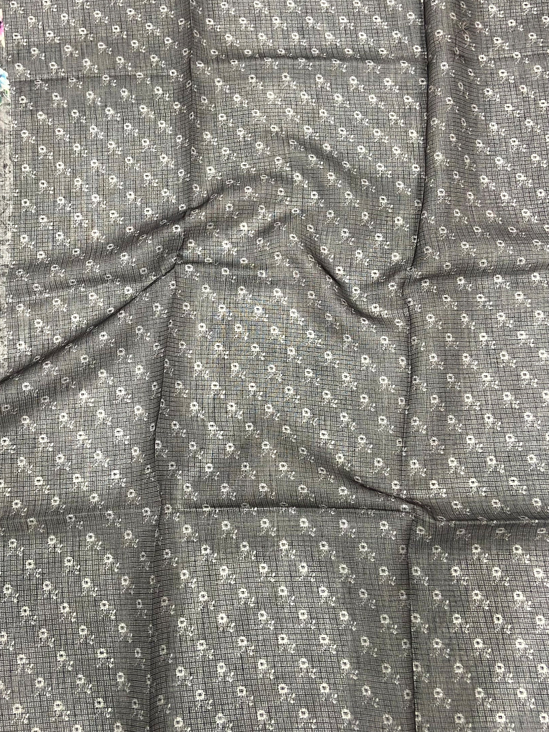 Sage Green Kota Doriya Floral Cut Work Saree