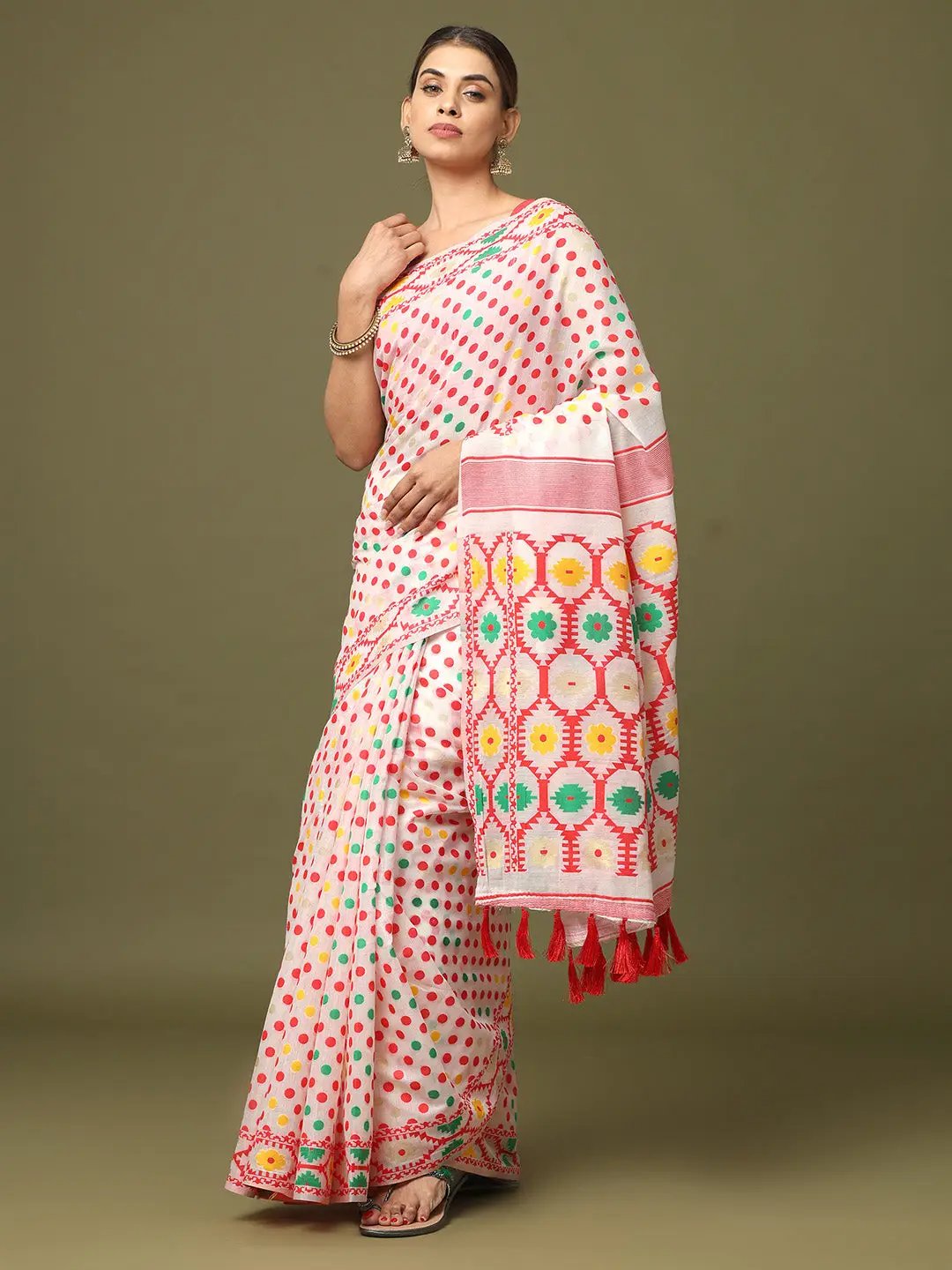  Dhakai Jamdani Cotton Silk Saree