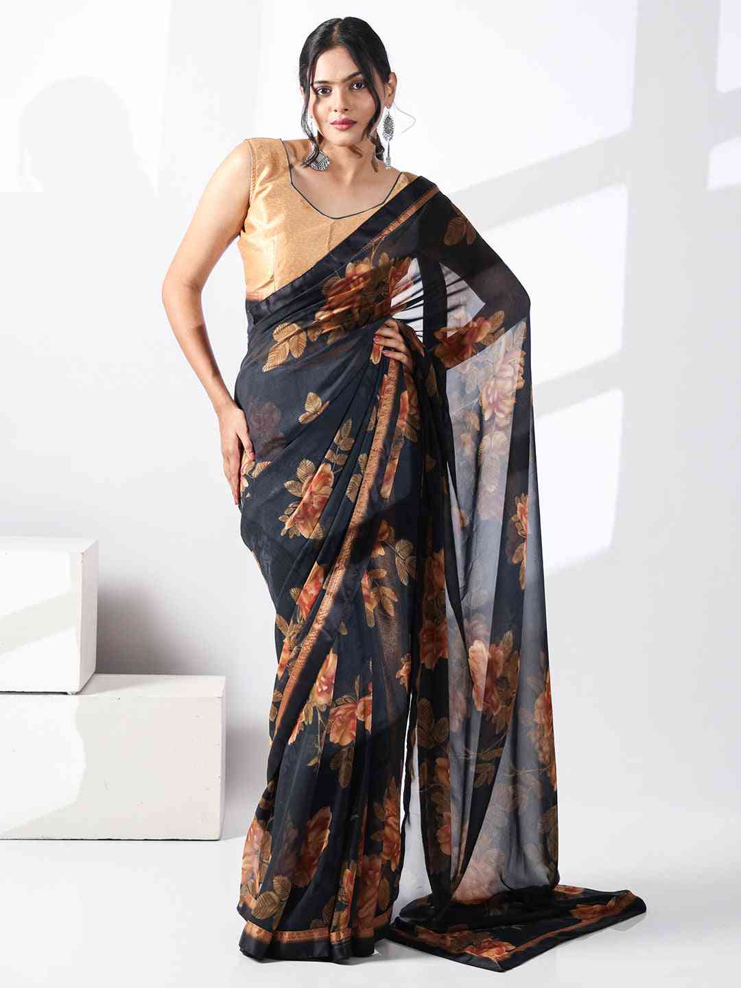  Soft Georgette Multi Colored Saree