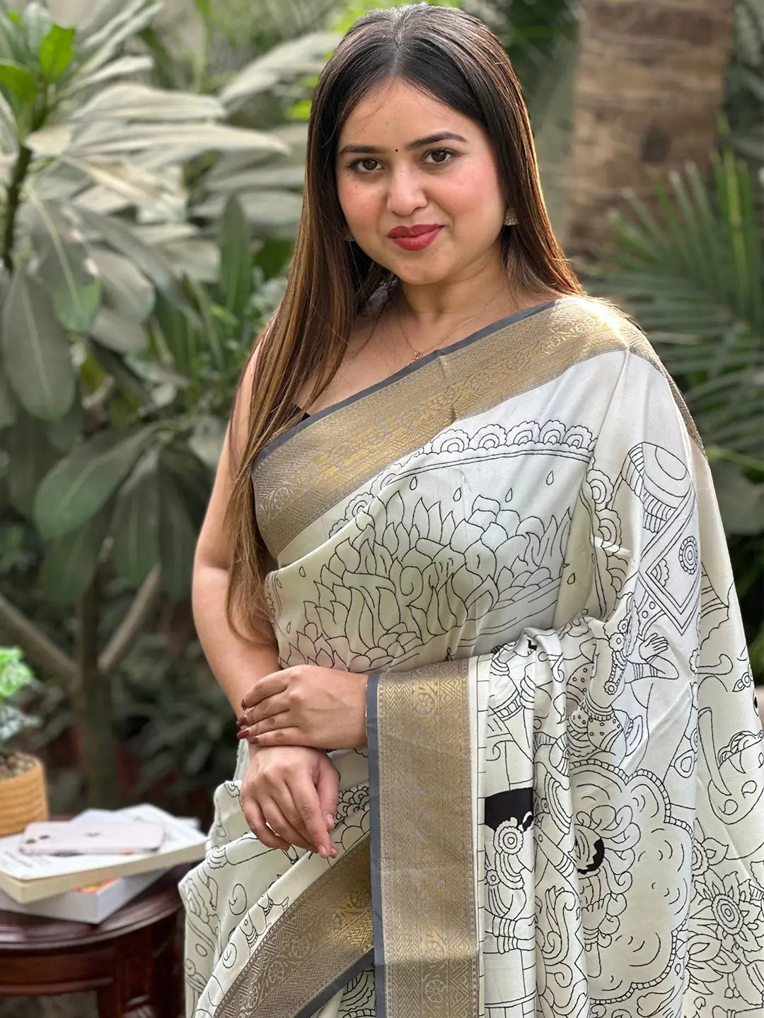 Chic Kalamkari saree showcasing exquisite block print work