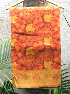 Rust Soft Silk Butta Weaving Saree

