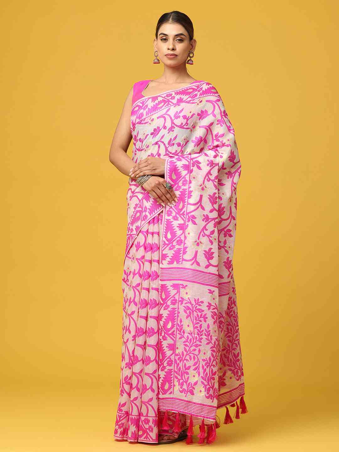  Dhakai Jamdani Cotton Silk Saree