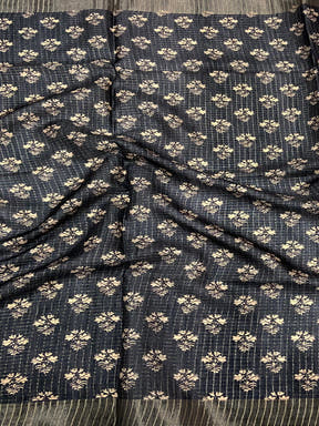 Radiant Dark Blue Soft Silk Digital Print Saree