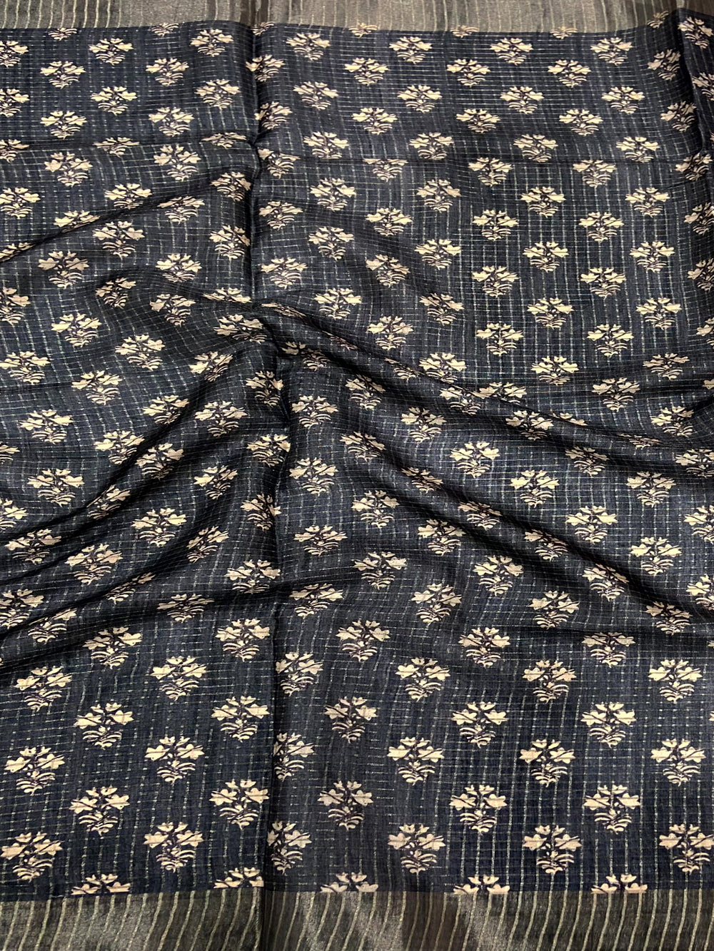Radiant Dark Blue Soft Silk Digital Print Saree